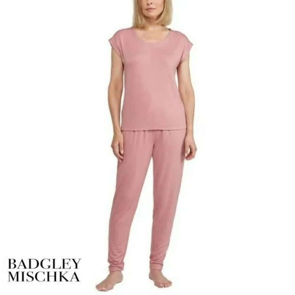 NWT Badgley Mischka PLUS 2-Piece PJ fleece Brushed Pajama Lounge Set